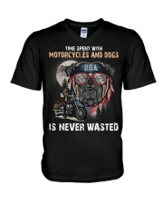 Time spent with motorcycles and dogs is never wasted V-Neck T-Shirt tile