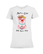 just a girl who loves pig Premium Fit Ladies Tee tile