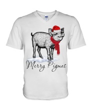 Pigs merry pigmas V-Neck T-Shirt tile