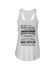 ironworker yes im a spoiled woman Ladies Flowy Tank tile