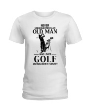 Never underestimate old man loves golf february Ladies T-Shirt tile