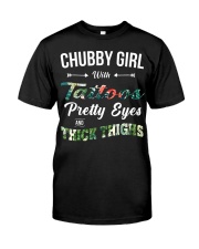 Chubby girl with tattoos pretty eyes and thick things Premium Fit Mens Tee tile