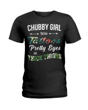Chubby girl with tattoos pretty eyes and thick things Ladies T-Shirt tile