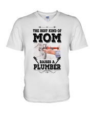plumber the best kind of mom V-Neck T-Shirt tile