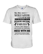 painter yes im a spoiled woman V-Neck T-Shirt tile