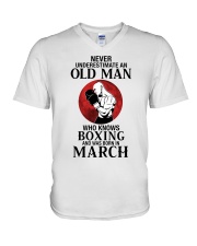 Never underestimate old man who knows boxing and was born in march V-Neck T-Shirt tile