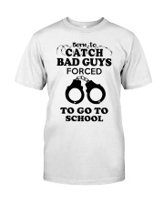 born to catch bad guys forced to go to school Premium Fit Mens Tee tile