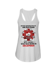 Never underestimate Books December Ladies Flowy Tank tile