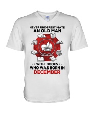 Never underestimate Books December V-Neck T-Shirt tile