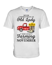 farmer never underestimate an old V-Neck T-Shirt tile