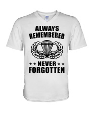 paratrooper always remembered never forgotten V-Neck T-Shirt tile
