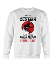 Never Underestimate Old Man Table Tennis February Crewneck Sweatshirt tile