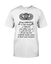 being airborne is like being a virgin Premium Fit Mens Tee tile
