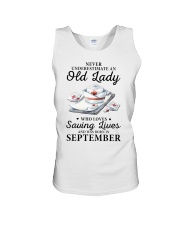 never underestimate an old lady September nurse Unisex Tank tile