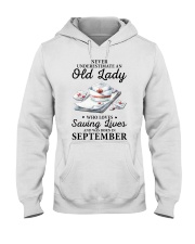 never underestimate an old lady September nurse Hooded Sweatshirt tile
