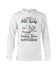 never underestimate an old lady September nurse Long Sleeve Tee tile