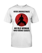 Never underestimate an old woman who knows karate Premium Fit Mens Tee tile