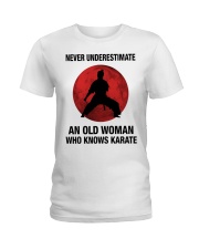 Never underestimate an old woman who knows karate Ladies T-Shirt tile