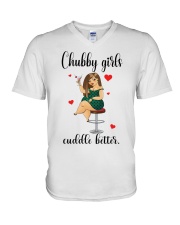 Chubby girls cuddle better V-Neck T-Shirt tile