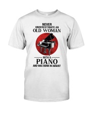 Never underestimate old woman who knows piano and was born in august Premium Fit Mens Tee tile