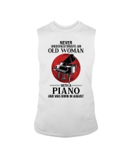 Never underestimate old woman who knows piano and was born in august Sleeveless Tee tile