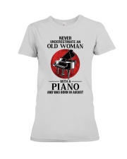 Never underestimate old woman who knows piano and was born in august Premium Fit Ladies Tee tile