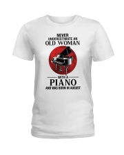 Never underestimate old woman who knows piano and was born in august Ladies T-Shirt tile