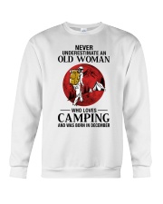 Never Underestimate Old Woman Loves Camping Dec Crewneck Sweatshirt tile