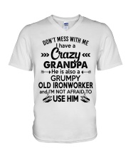 Ironworker do not mess with me V-Neck T-Shirt tile