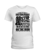 ironworker stop waiting for your prince Ladies T-Shirt tile