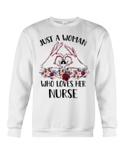 just a woman who loves her nurse Crewneck Sweatshirt tile