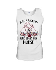 just a woman who loves her nurse Unisex Tank tile