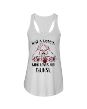 just a woman who loves her nurse Ladies Flowy Tank tile