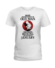 Never Underestimate Old Man Boxing January Ladies T-Shirt tile