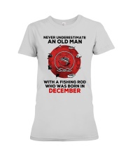Never underestimate Fishing December Premium Fit Ladies Tee tile