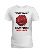 Never underestimate Fishing December Ladies T-Shirt tile
