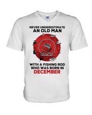 Never underestimate Fishing December V-Neck T-Shirt tile