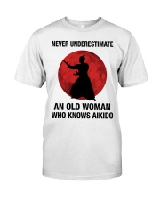 Never underestimate an old woman who knows aikido Premium Fit Mens Tee tile