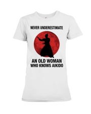 Never underestimate an old woman who knows aikido Premium Fit Ladies Tee tile