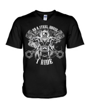On a stell horse I ride V-Neck T-Shirt tile
