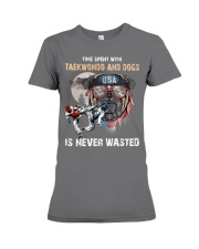 Time spent with Taekwondo and dogs Premium Fit Ladies Tee tile