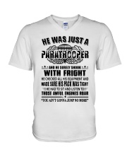 he was just a paratrooper and he surely shook V-Neck T-Shirt tile