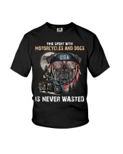 Time spent with motorcycles and dogs is never Youth T-Shirt tile