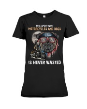 Time spent with motorcycles and dogs is never Premium Fit Ladies Tee tile