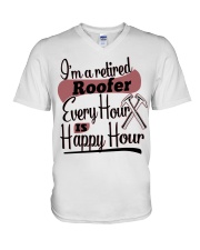 i am a retired roofer every hour V-Neck T-Shirt tile