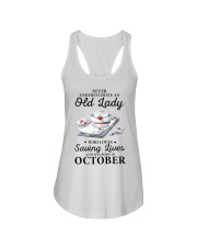 never underestimate an old lady October nurse Ladies Flowy Tank tile