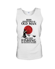 Never Underestimate Old Man Fishing December Unisex Tank tile