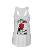 Never Underestimate Old Man Fishing December Ladies Flowy Tank tile