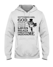 September girl god designed me created me Hooded Sweatshirt tile