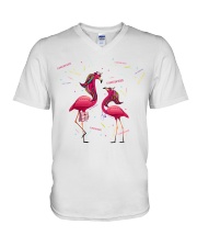 flamingo nurse V-Neck T-Shirt tile